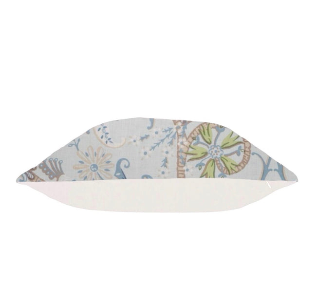 Peacock Garden Linen Pillow Cover: Aqua Bird Print Throw Pillow
