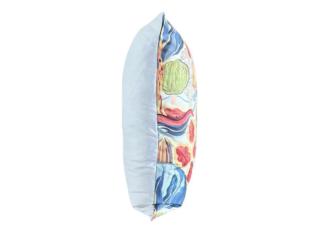 Whimsical Botanical Garden Pillow Cover – Vibrant Artistic Floral Accent