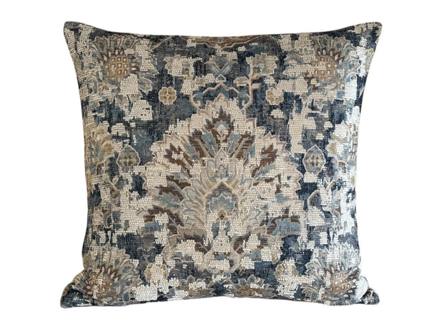 Florenta Designer Pillow Cover – Timeless Medallion Pattern in Slate & Taupe
