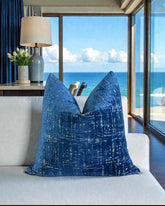 Tressa Textured Blue Pillow Cover | Woven Decorative Throw Pillow | Luxury Accent Cushion Cover | Modern Home Decor
