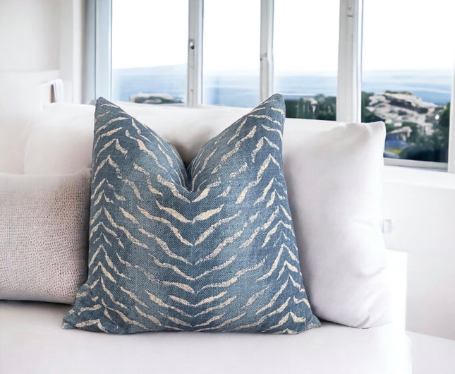 Blue Animal Print Pillow Cover 18x18, 20x20, 22x22, 24x24, 12x20, 12x22, 14x22, 14x48  Throw Pillow Cover