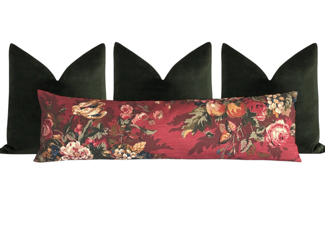 Crimson Queensland Double Sided Throw Pillow Cover 18x18, 20x20, 22x22, 24x24 12x20 12x22 14x22 14x48 Fruit Floral French Country Cover