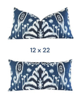 Ikat Martine Indigo Pillow Cover 18x18, 20x20, 22x22, 24x24, 12x20, 12x22, 14x22 Ikat Throw Pillow Cover