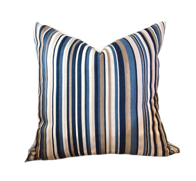 Set of Two Throw Pillows Glee & Indigo Blue Throw Pillows Navy Throw Pillow Covers 18x18 20x20 22x22 24x24 Striped Throw Pillows