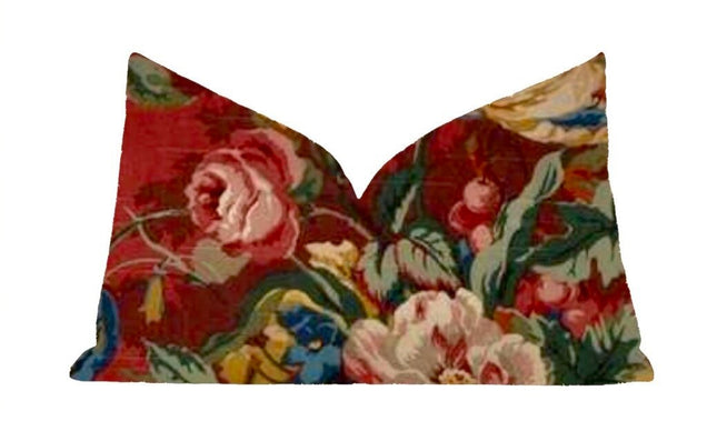 Crimson Queensland Double Sided Throw Pillow Cover 18x18, 20x20, 22x22, 24x24 12x20 12x22 14x22 14x48 Fruit Floral French Country Cover